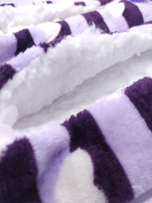 Women's Super Soft Fuzzy Slippers with Purple Stripes